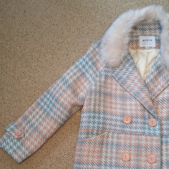 Medium Blue, Pink & White Plaid Coat - Picture 2 of 8